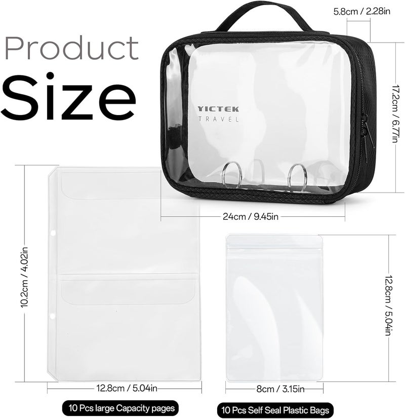 YICTEK Clear Travel Size Jewelry Organizer Bag with 10 Pcs See-through And large Capacity Jewelry Storage Book Organizer Binder Pages for Necklaces, Earrings, Rings, Bracelets - Image 2